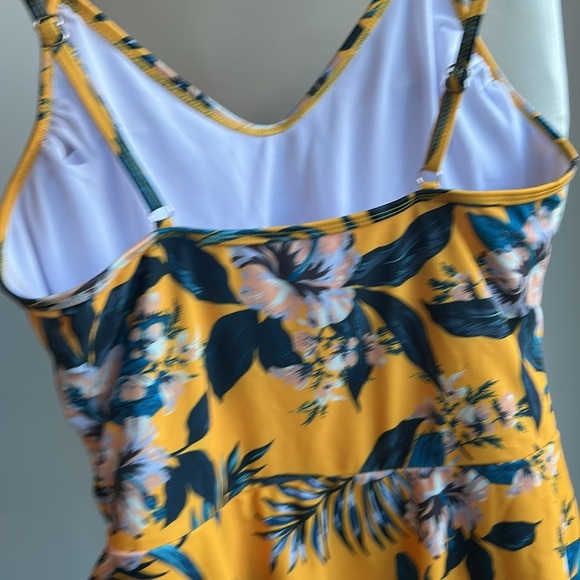 SHEKINI Floral Tummy Control One Piece Skirted V Neck Swimsuit Size L - Picture 8 of 16